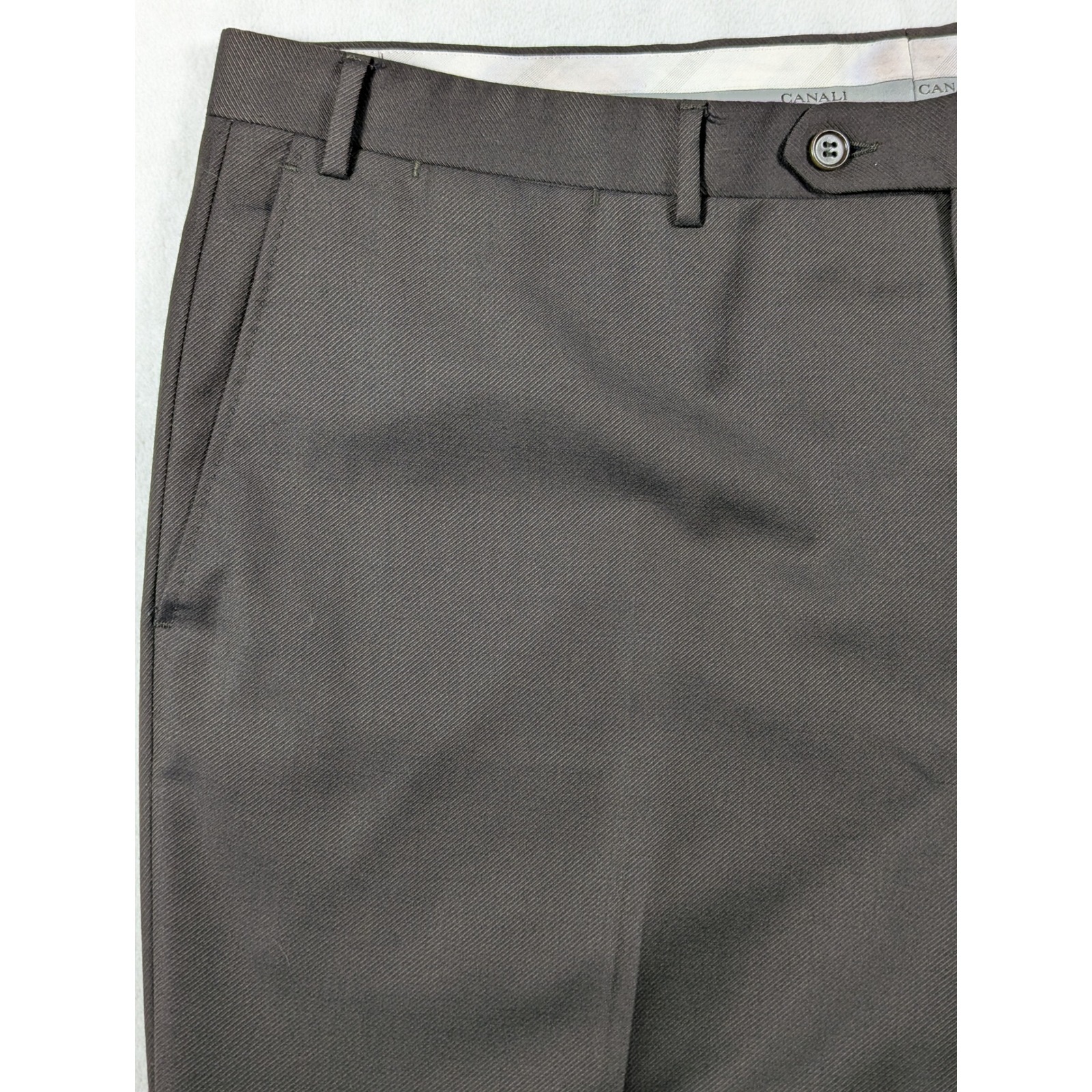 Canali Model 78012 Wool Flat Front Dress Pants Brown Mens Size 40